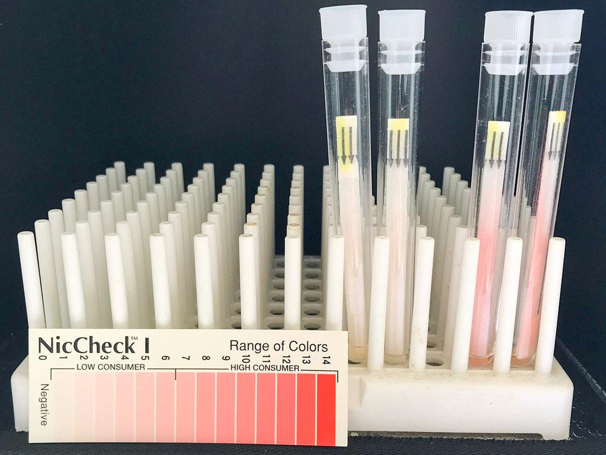 NicCheck color range in tubes